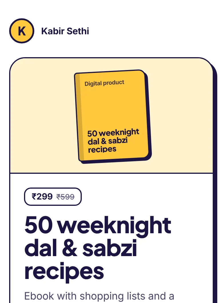 Product page with price, title and description